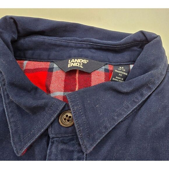 Lands End Mens Medium Traditional Fit Navy Button-Down Shirt - Picture 4 of 4